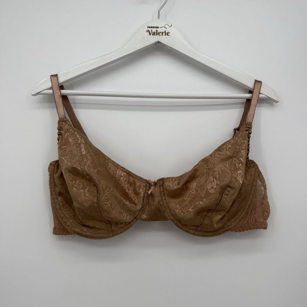 Secret Treasures Brown Satin Floral Underwire Bra Size 42D
